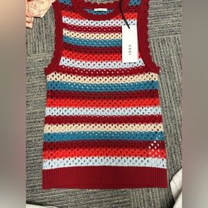 Ikks Multicolor Striped Crochet Tank — Red, Blue, Cream